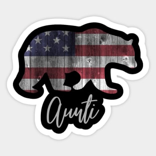 Aunti Bear 4th of july flag american Sticker